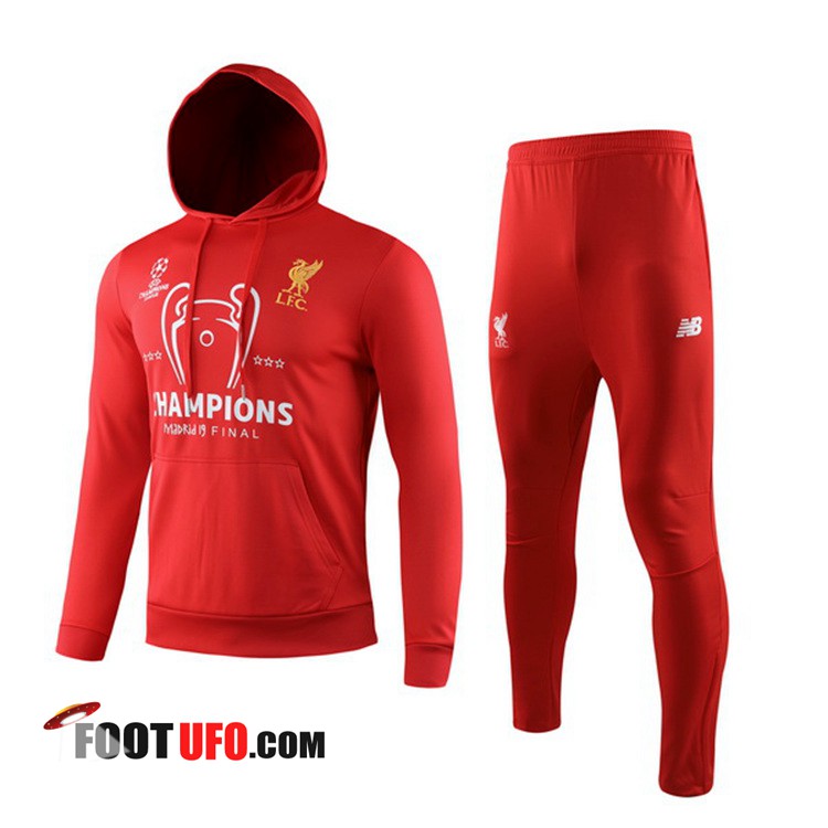 Nouveau Ensemble Veste A Capuche Survetement Foot Fc Liverpool Rouge