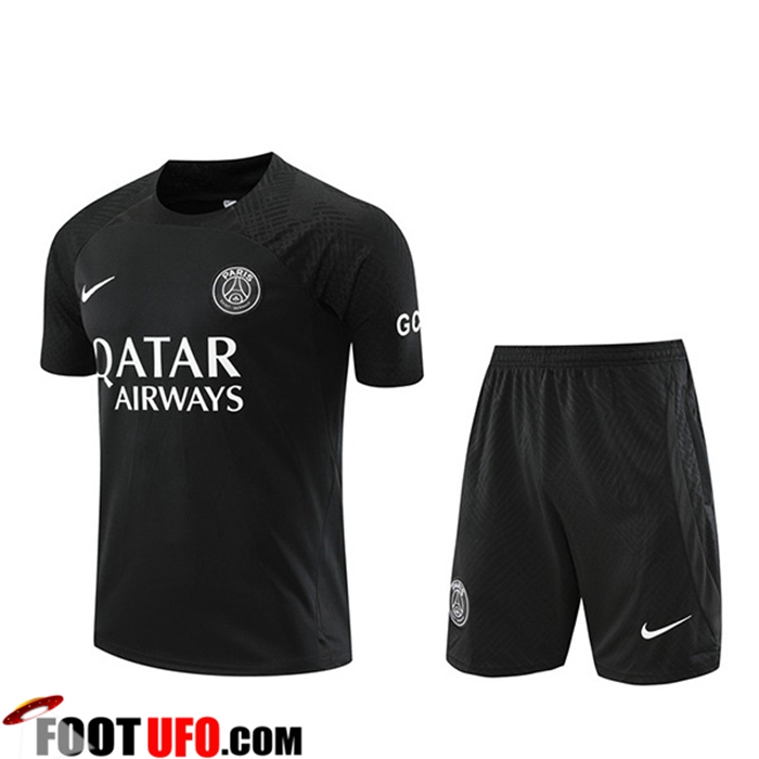 Soldes Ensemble Training T-Shirts + Shorts PSG Noir 2022/2023