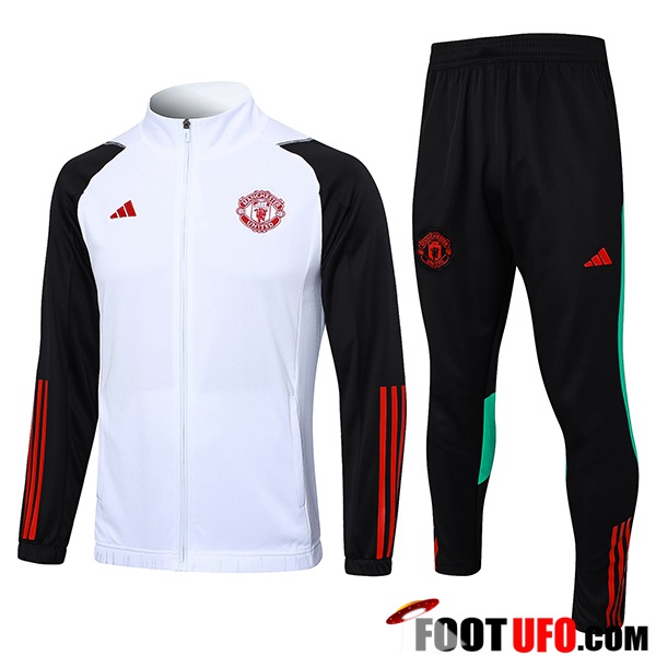 Creer Ensemble Survetement de Foot Veste Manchester United Blanc 2023