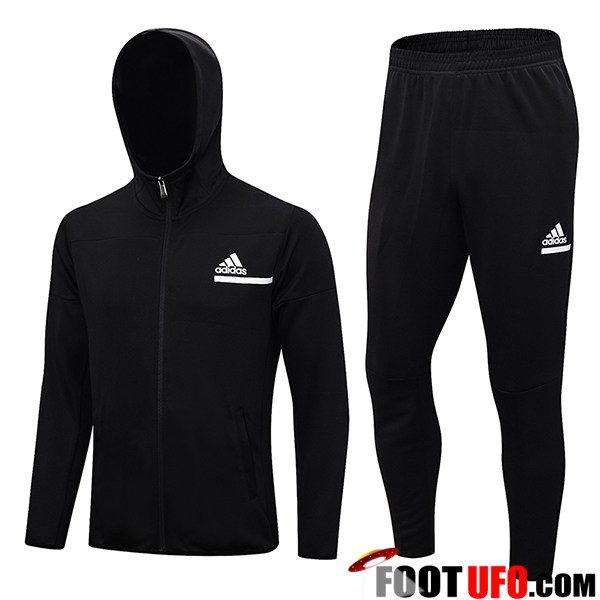 Ensemble Survetement Veste A Capuche Coupe-Vent Adidas Noir 2023/2024